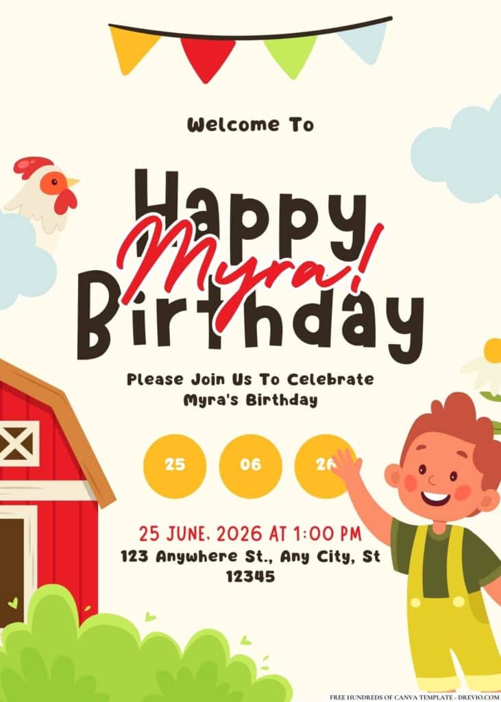 FREE Editable Farm Birthday Invitations