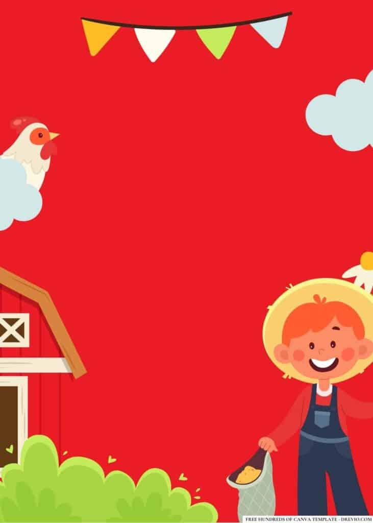 FREE Farm Birthday Canva Templates 8