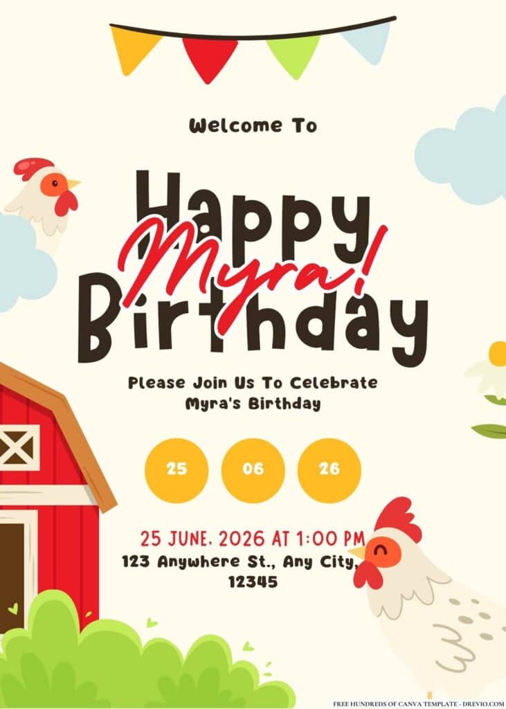 FREE Farm Birthday Invitations