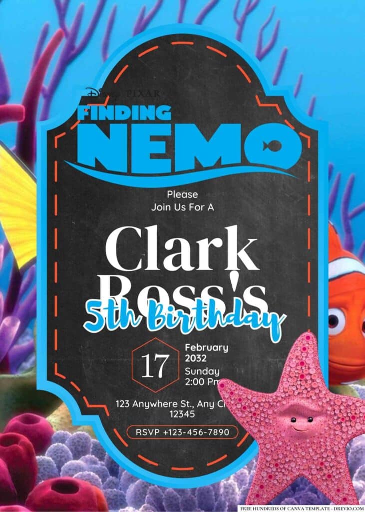 FREE Editable Finding Nemo Birthday Invitations