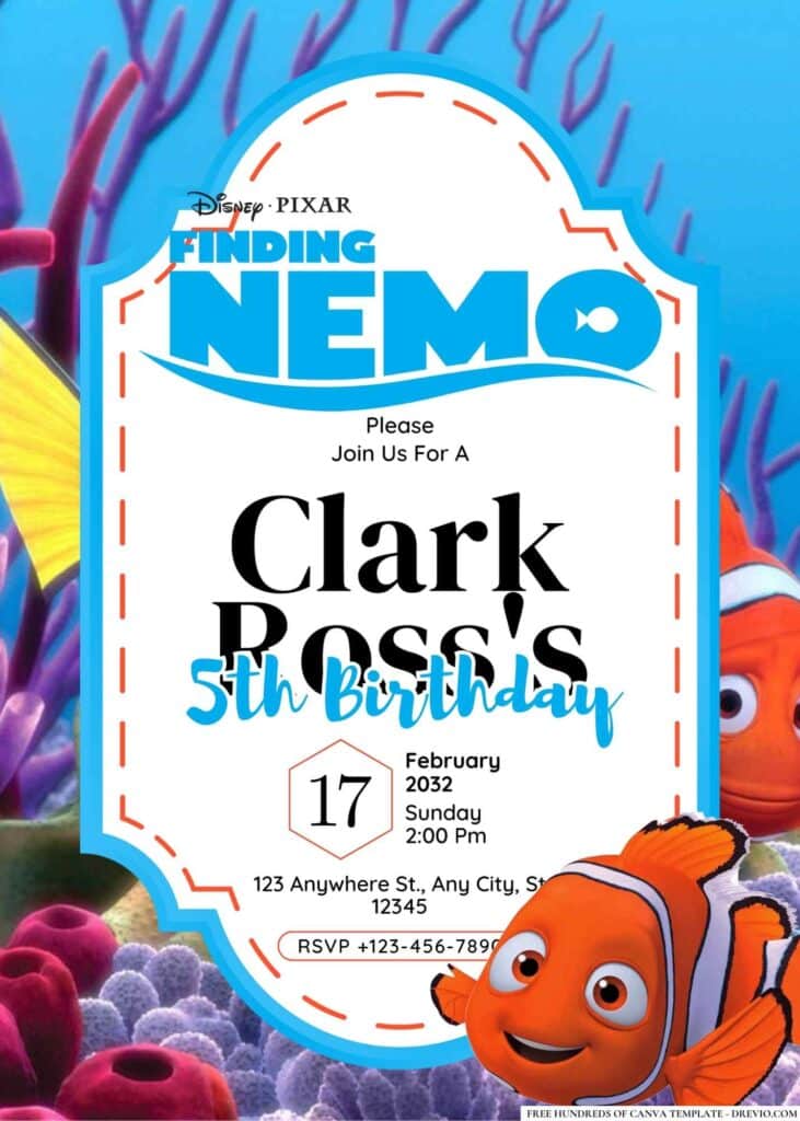 FREE Editable Finding Nemo Birthday Invitations