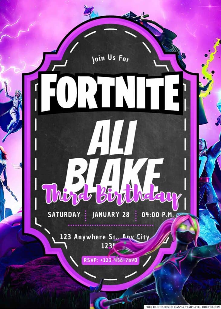 FREE Fortnite Birthday Invitations