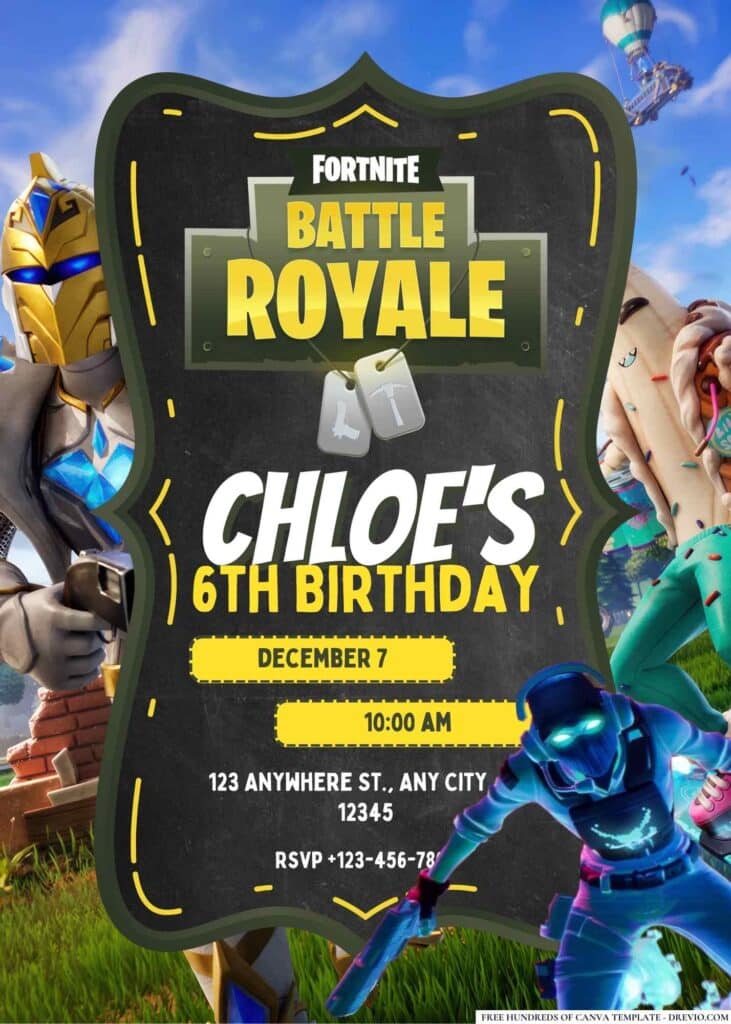 FREE Fortnite Birthday Invitations