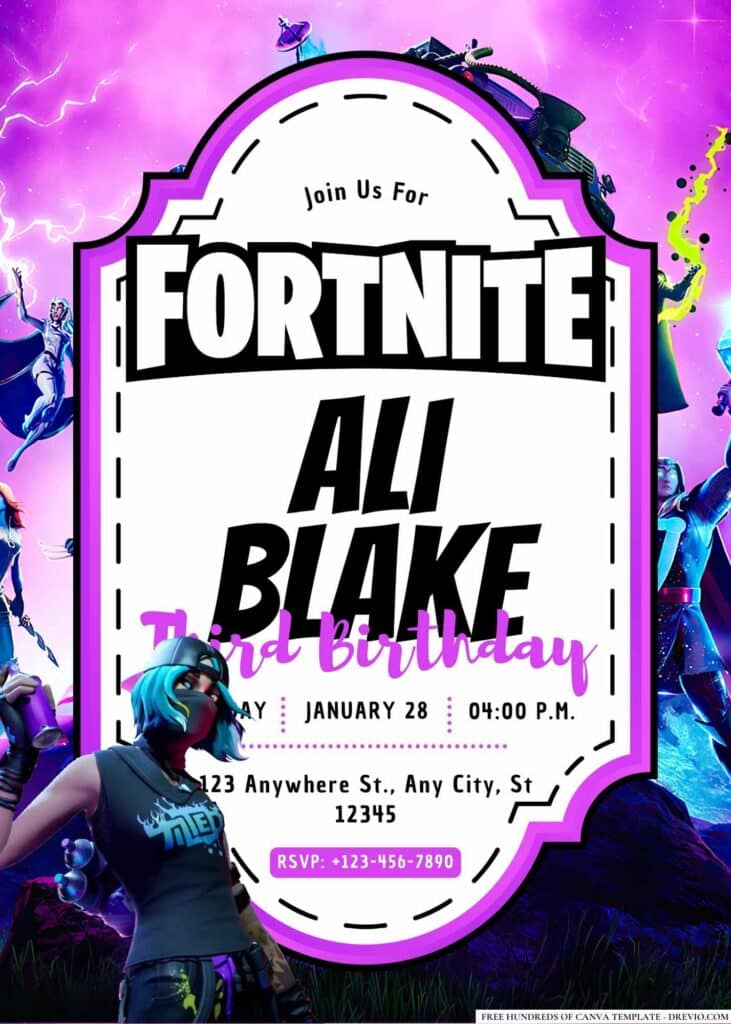 FREE Fortnite Birthday Invitations