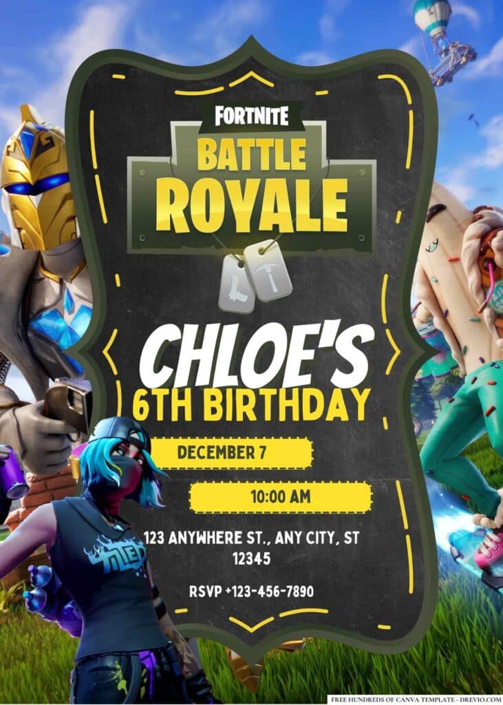 FREE Fortnite Birthday Invitations
