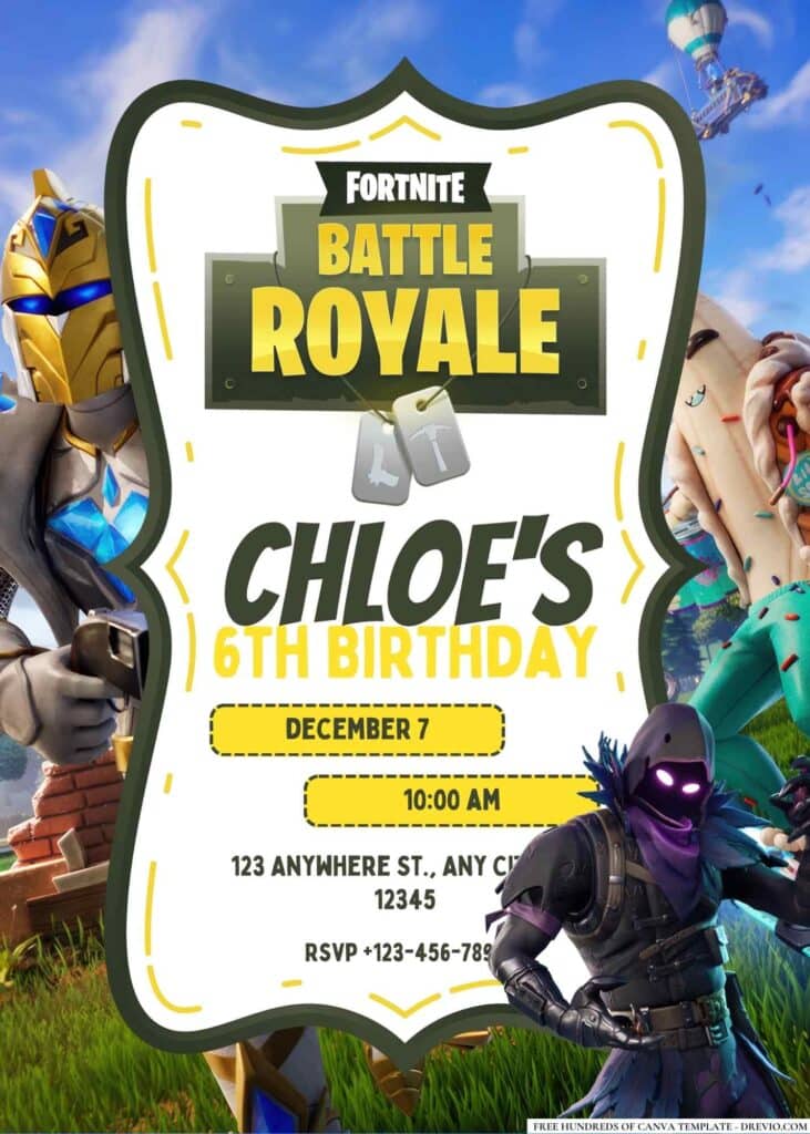 FREE Fortnite Birthday Invitations