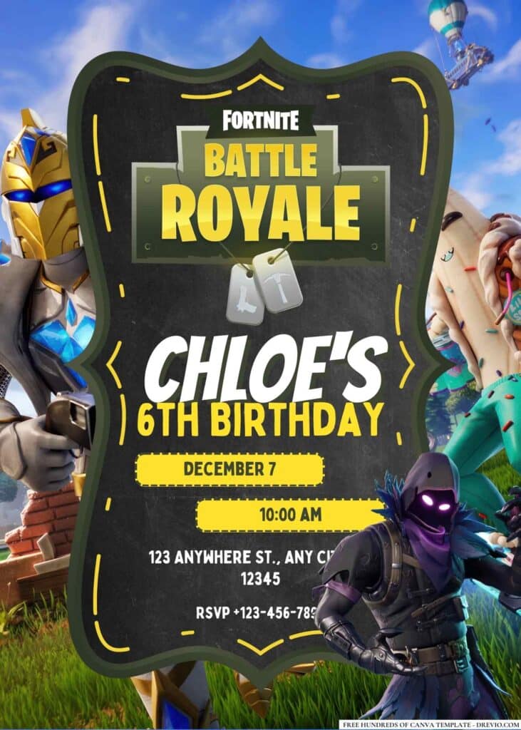 FREE Fortnite Birthday Invitations
