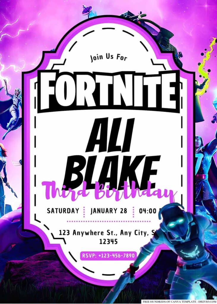 FREE Fortnite Birthday Invitations