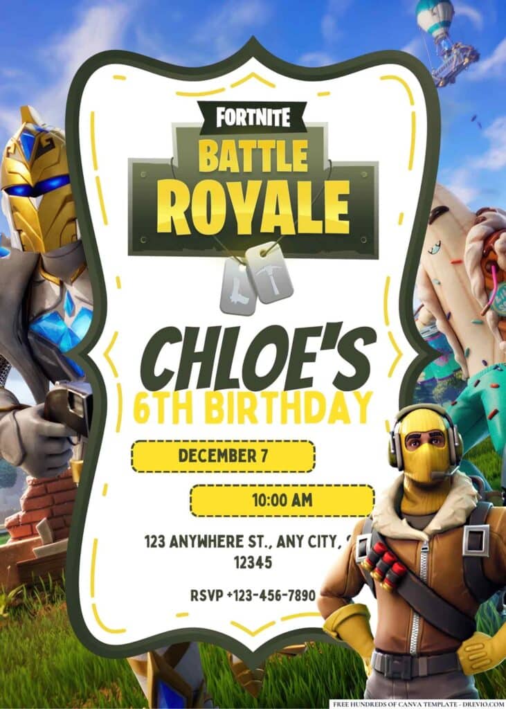 FREE Fortnite Birthday Invitations