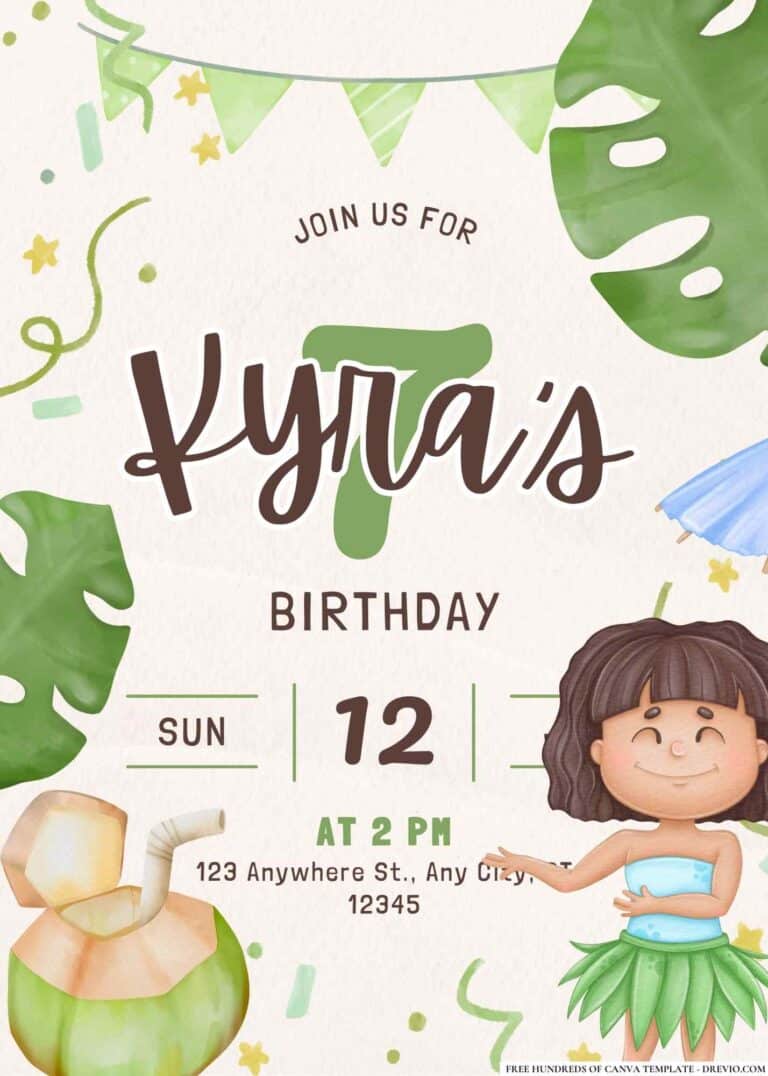 FREE Hawaiian Hula Birthday Invitations