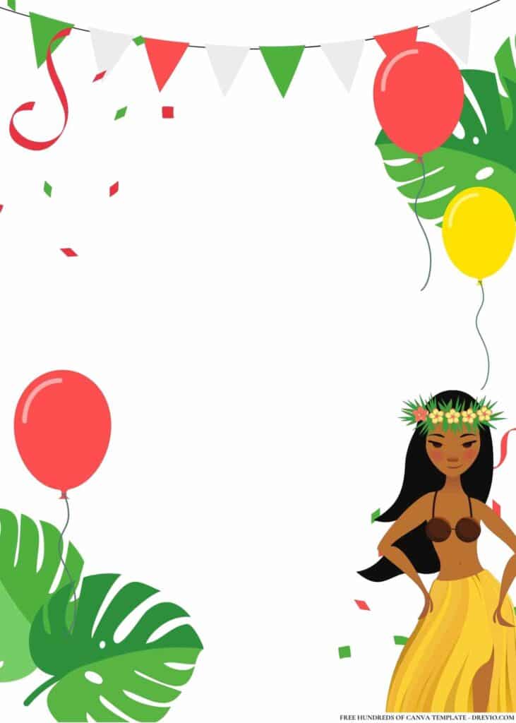 FREE Hawaiian Hula Party Birthday Canva Templates 10