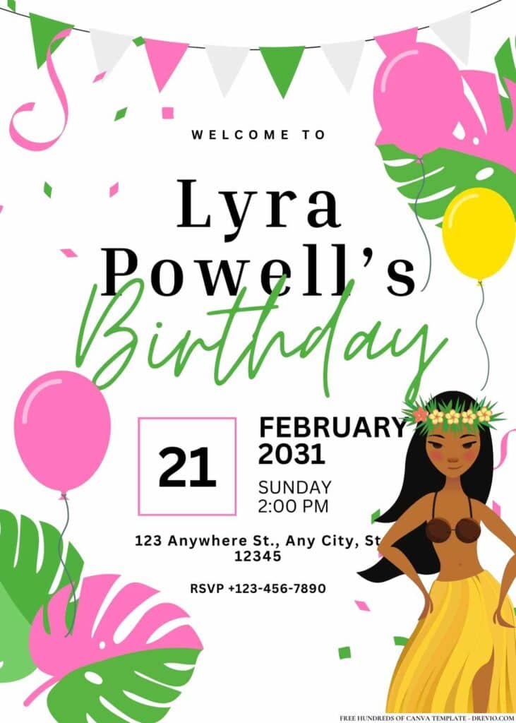 FREE Hawaiian Luau Birthday Invitations