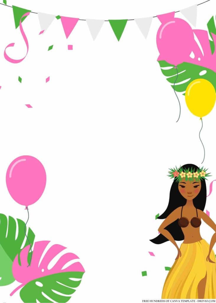 FREE Hawaiian Hula Party Birthday Canva Templates 12