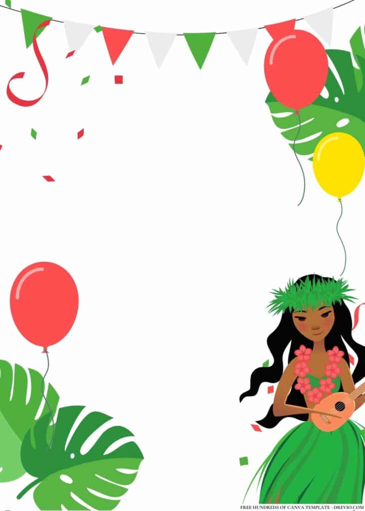 FREE Hawaiian Hula Party Birthday Canva Templates 14