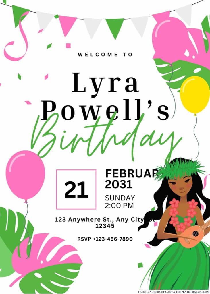 FREE Hawaiian Luau Birthday Invitations