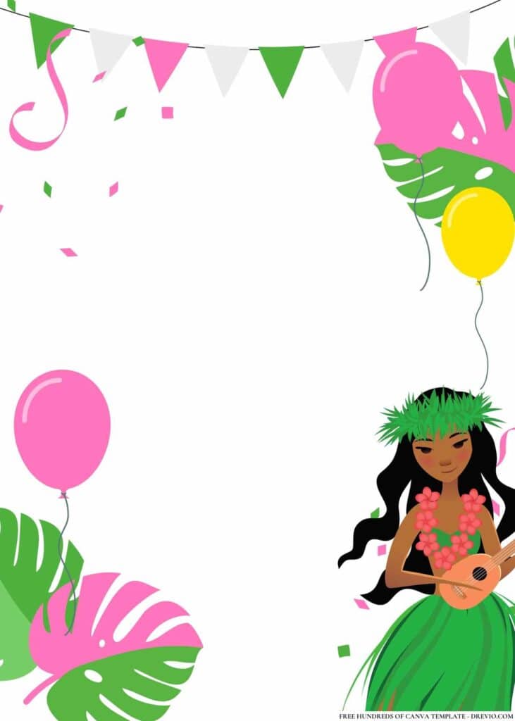 FREE Hawaiian Hula Party Birthday Canva Templates 16