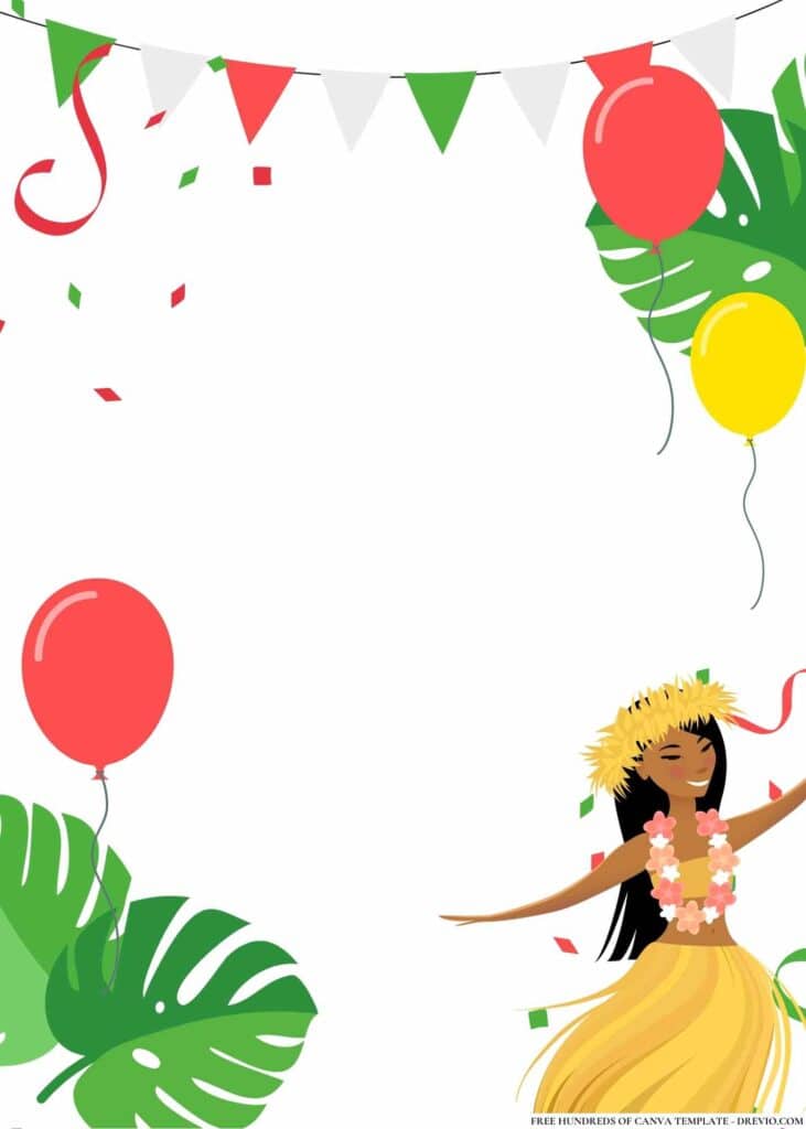 FREE Hawaiian Hula Party Birthday Canva Templates 18