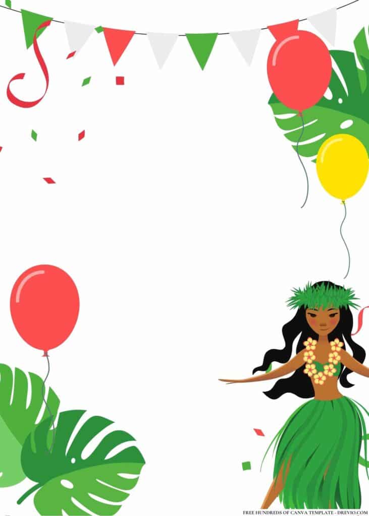 FREE Hawaiian Hula Party Birthday Canva Templates 2