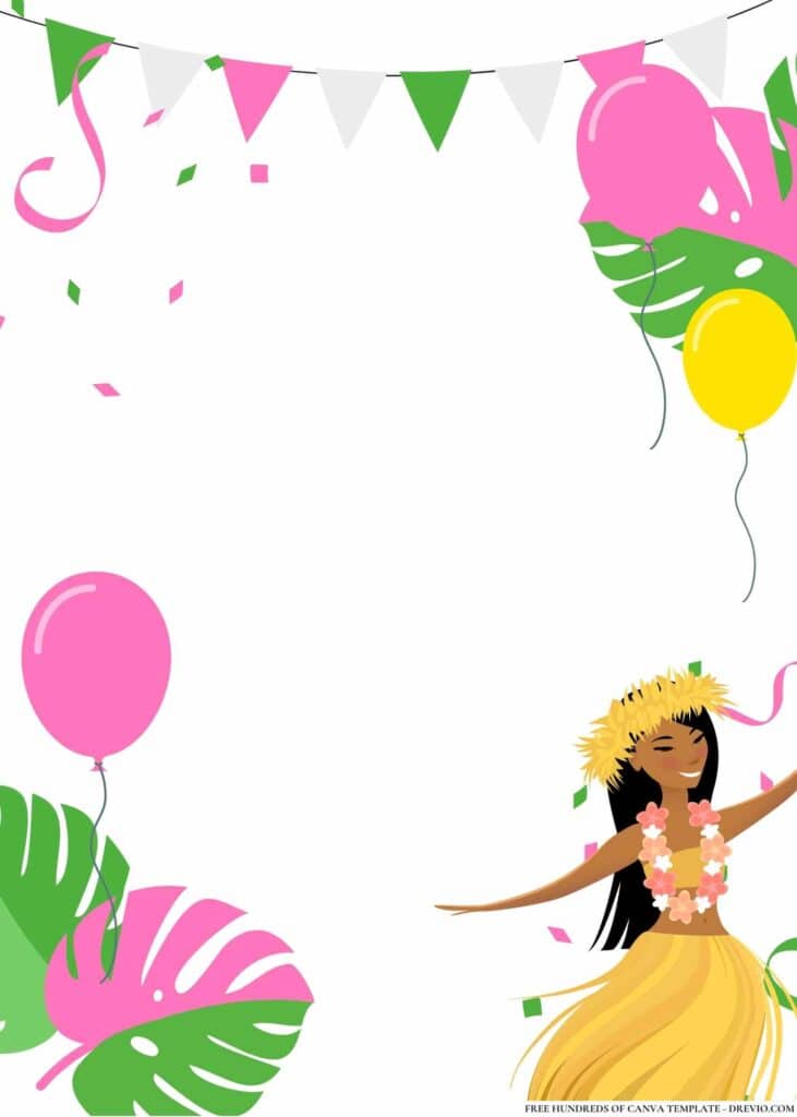 FREE Hawaiian Hula Party Birthday Canva Templates 20