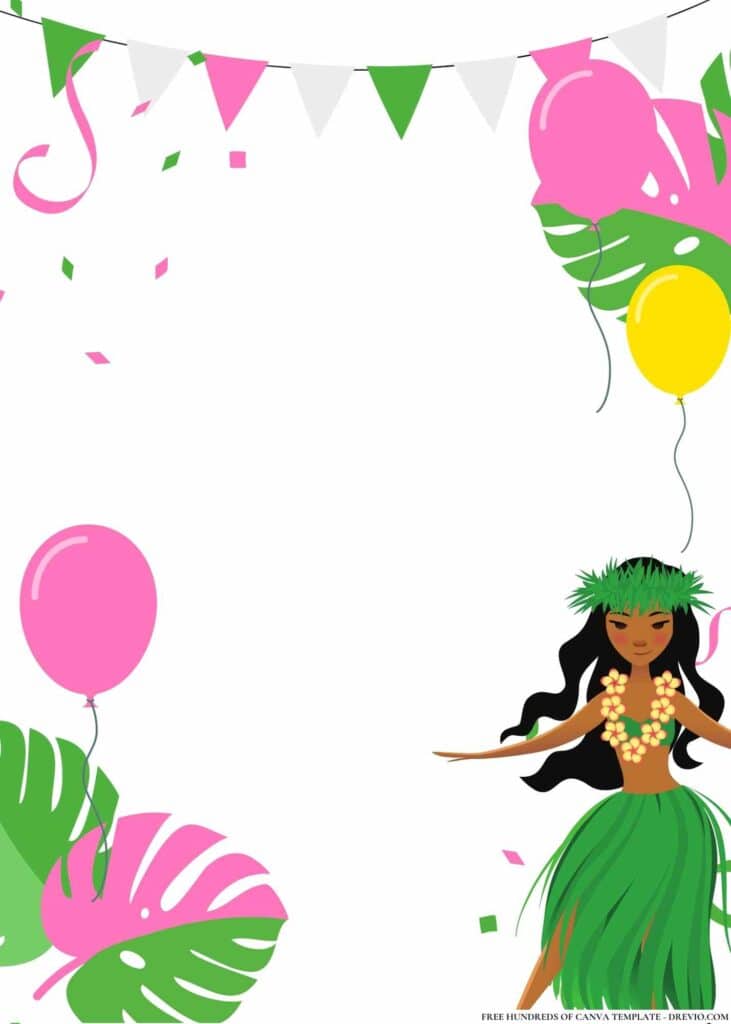 FREE Hawaiian Hula Party Birthday Canva Templates 4