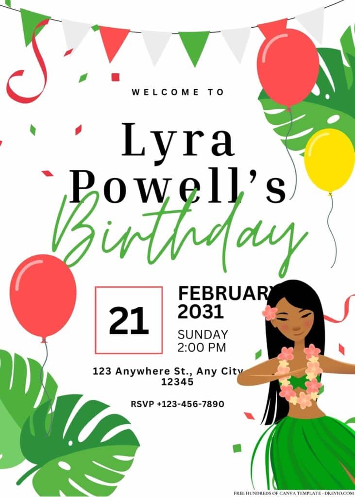 FREE Hawaiian Luau Birthday Invitations