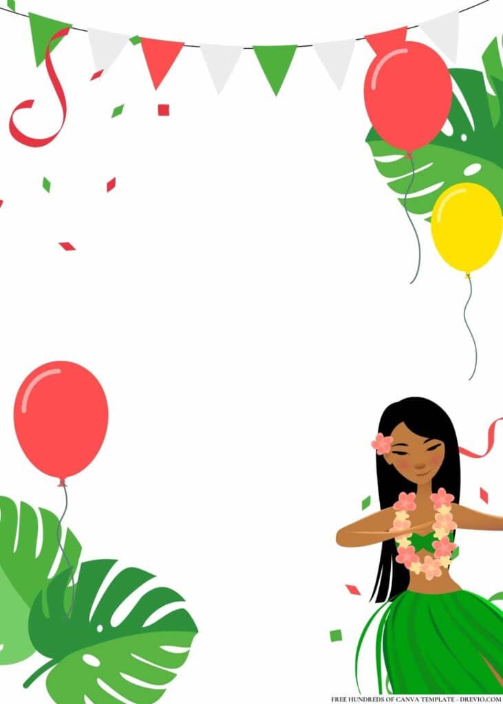 FREE Hawaiian Hula Party Birthday Canva Templates 6