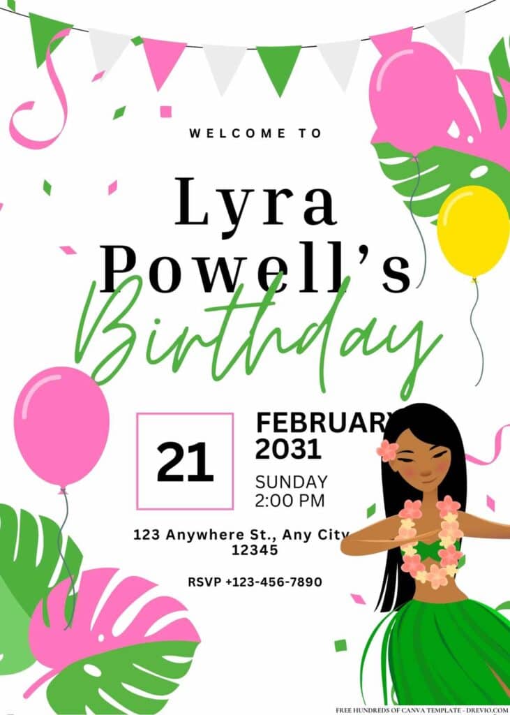 FREE Hawaiian Luau Birthday Invitations