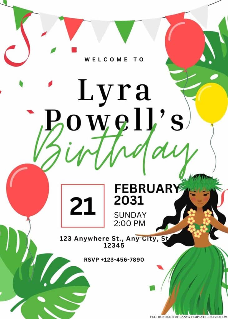 FREE Hawaiian Luau Birthday Invitations