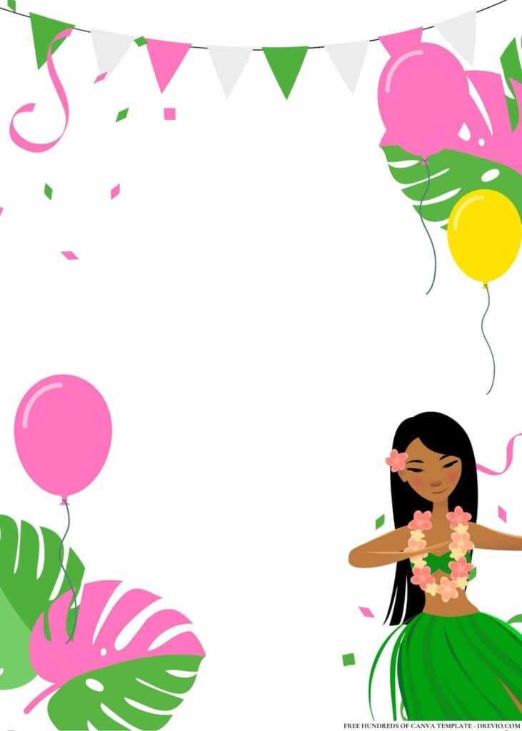 FREE Hawaiian Hula Party Birthday Canva Templates 8