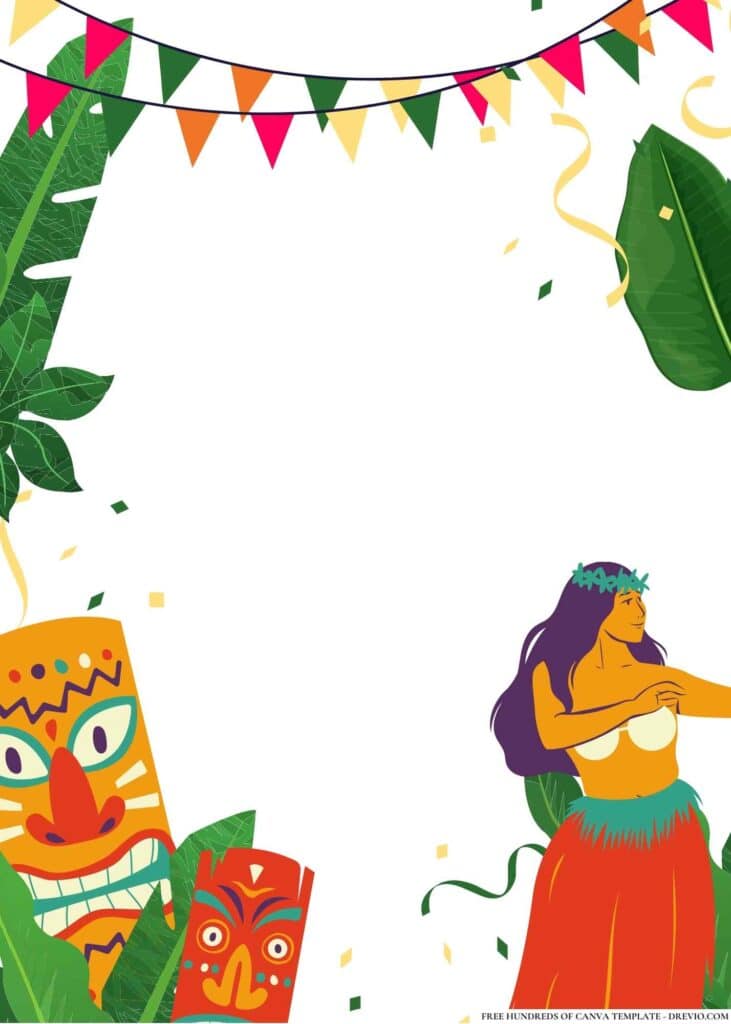FREE Hawaiian Luau Birthday Canva Templates 10