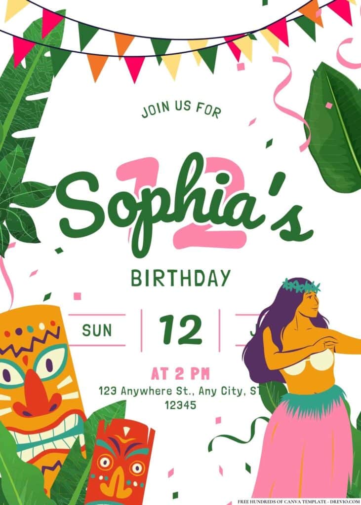 FREE Hawaiian Luau Birthday Invitations