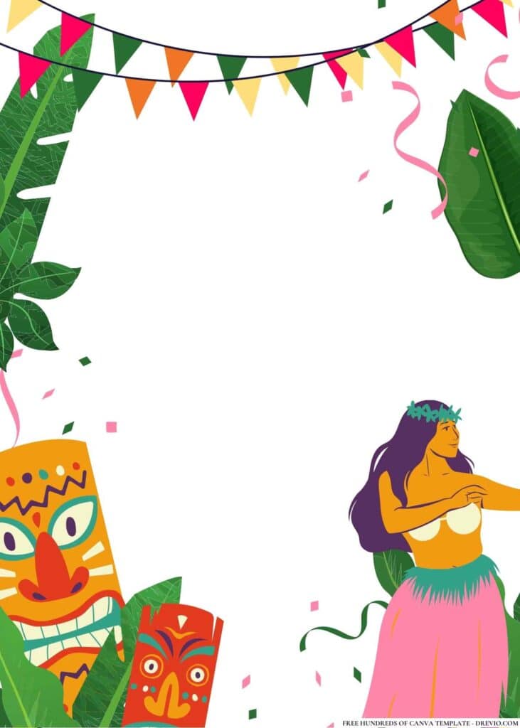 FREE Hawaiian Luau Birthday Canva Templates 12