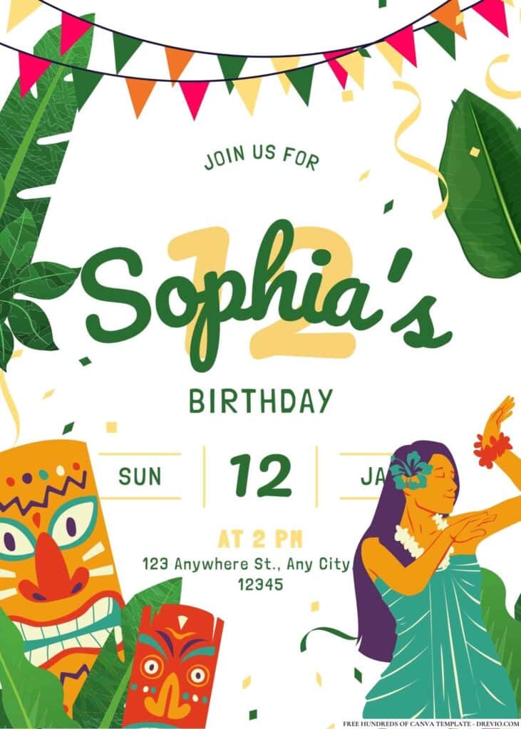 FREE Hawaiian Luau Birthday Invitations