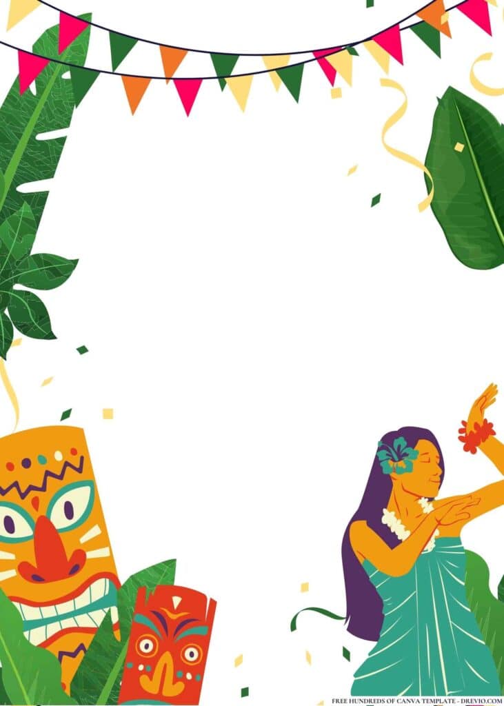 FREE Hawaiian Luau Birthday Canva Templates 14