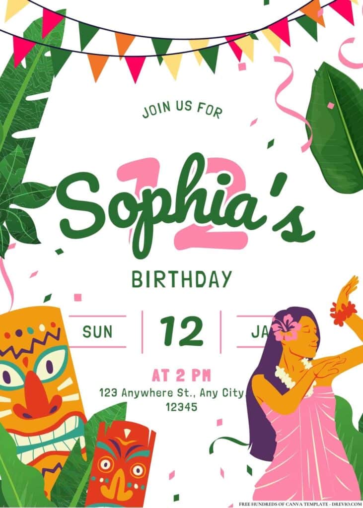 FREE Hawaiian Luau Birthday Invitations
