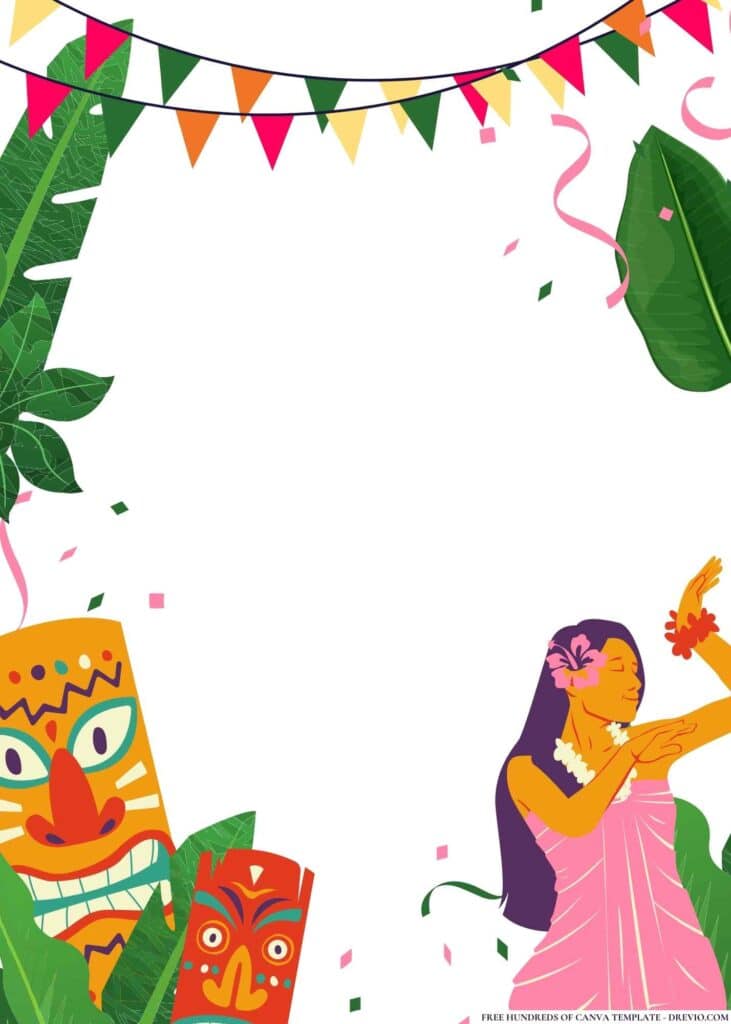 FREE Hawaiian Luau Birthday Canva Templates 16