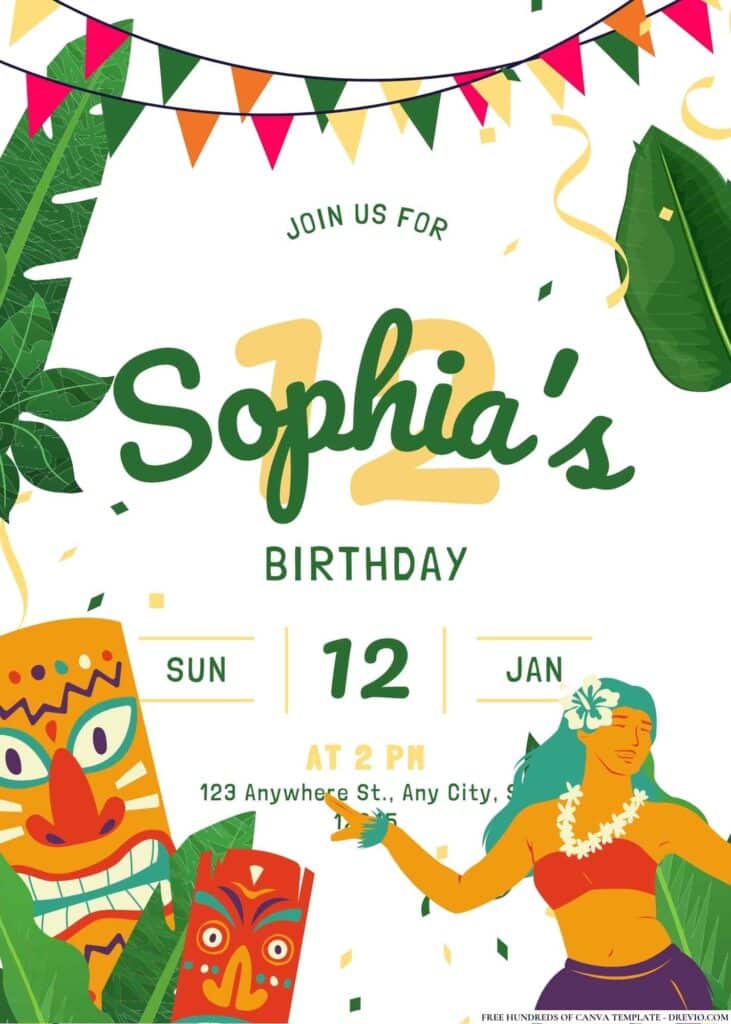 FREE Hawaiian Luau Birthday Invitations