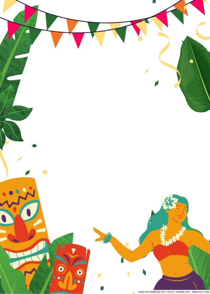 FREE Hawaiian Luau Birthday Canva Templates 18