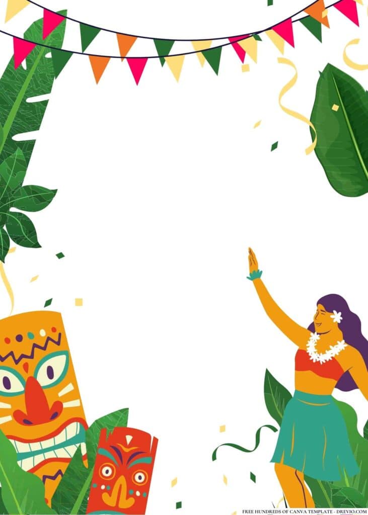 FREE Hawaiian Luau Birthday Canva Templates 2