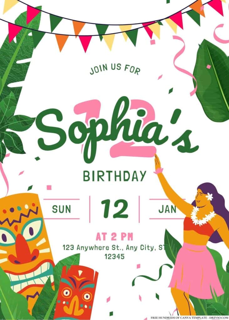 FREE Hawaiian Luau Birthday Invitations