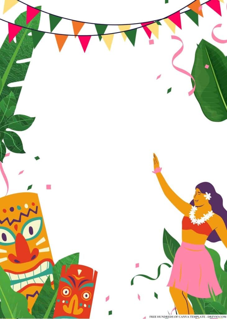 FREE Hawaiian Luau Birthday Canva Templates 4