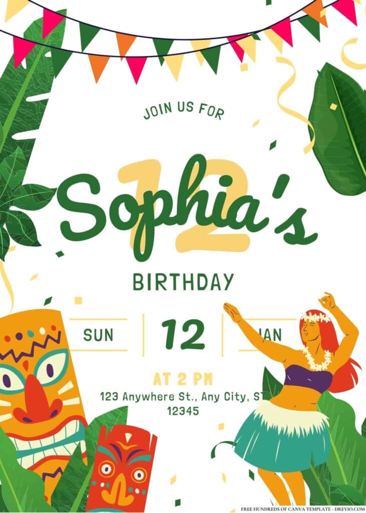 FREE Hawaiian Luau Birthday Invitations