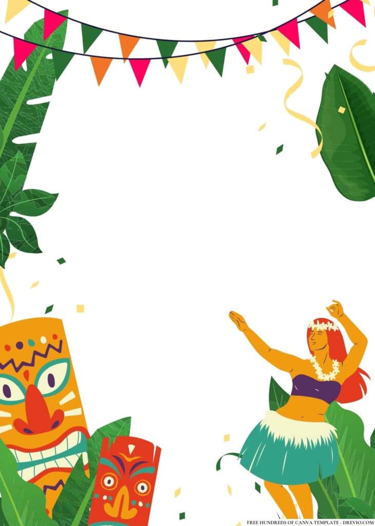 FREE Hawaiian Luau Birthday Canva Templates 6