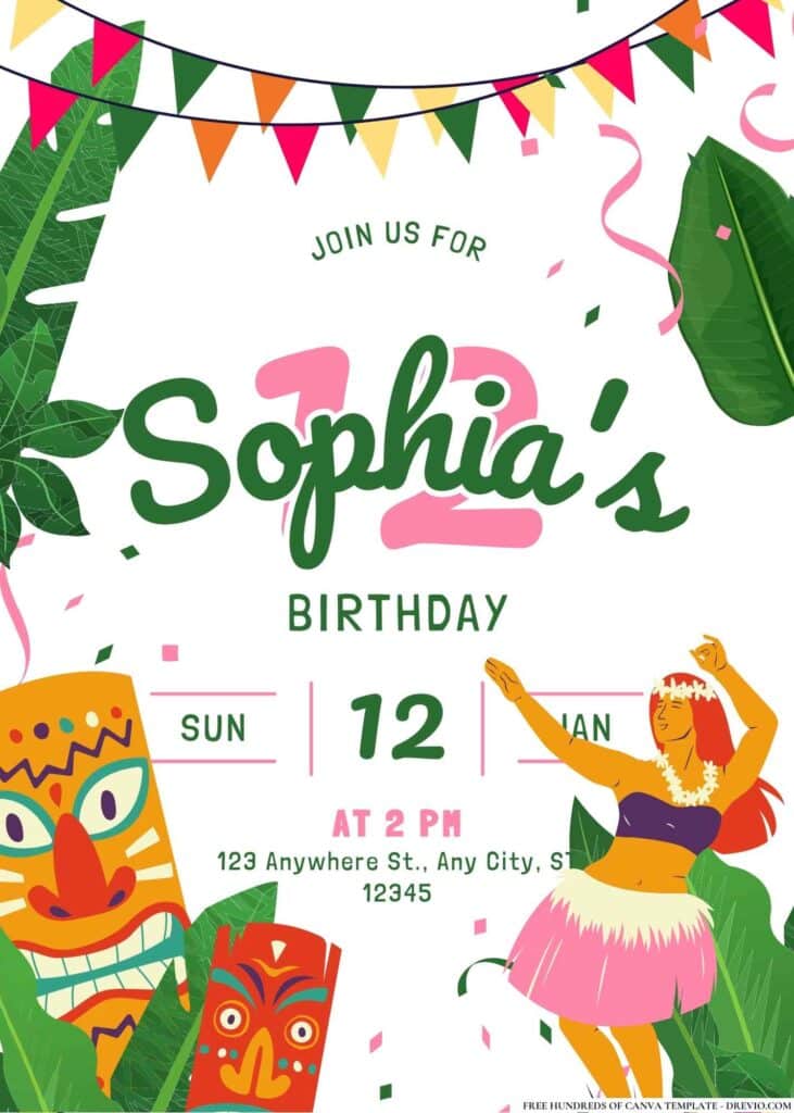 FREE Hawaiian Luau Birthday Invitations