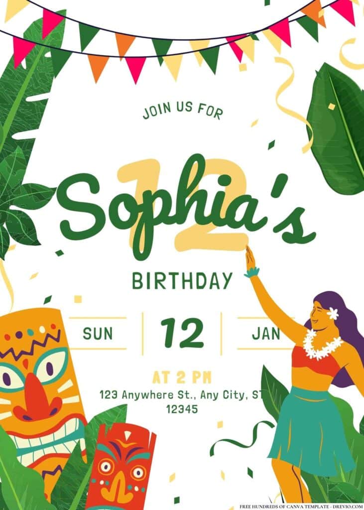 FREE Hawaiian Luau Birthday Invitations