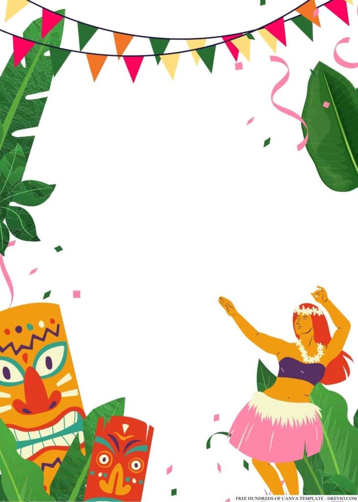 FREE Hawaiian Luau Birthday Canva Templates 8