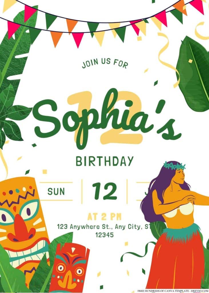 FREE Hawaiian Luau Birthday Invitations