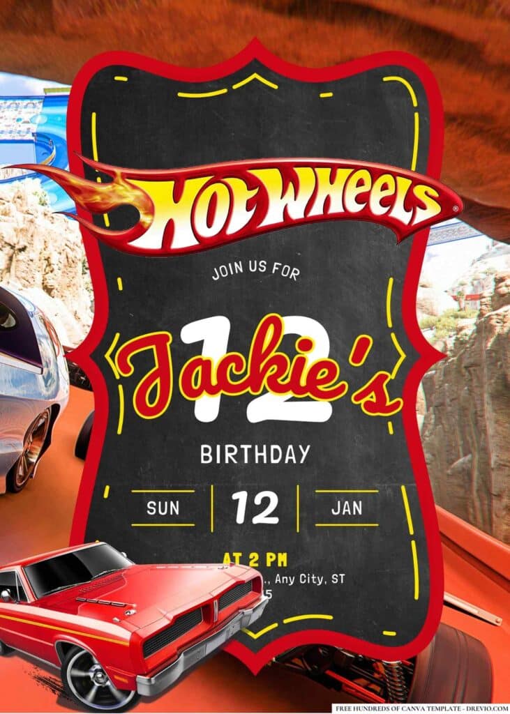 FREE Hot Wheels Birthday Invitations