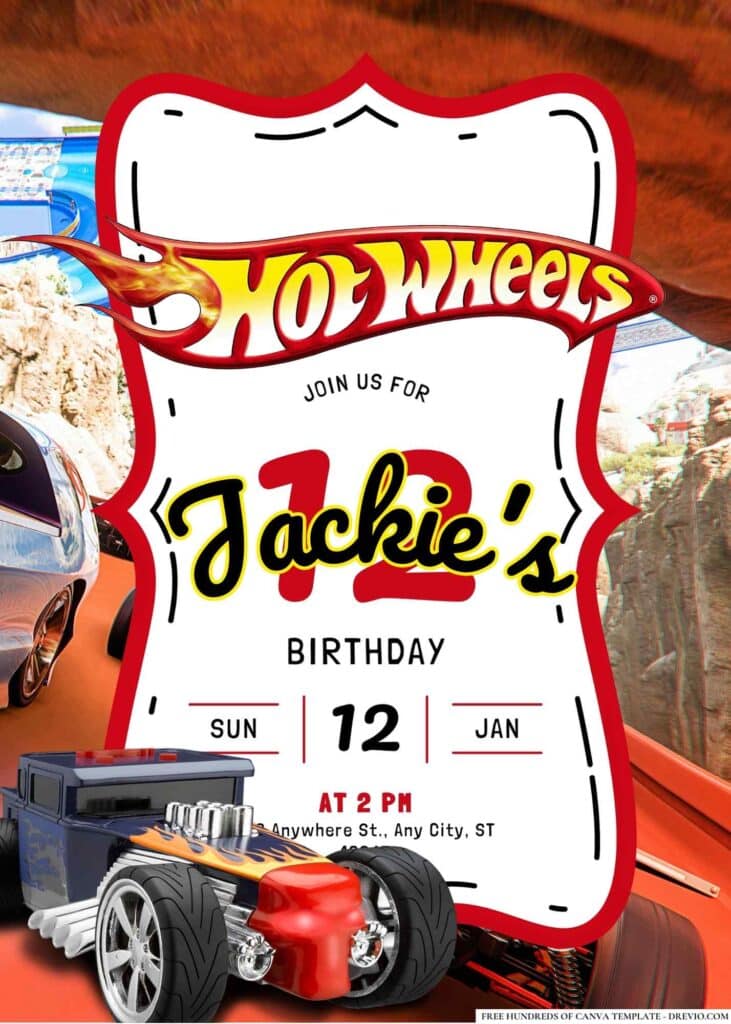FREE Hot Wheels Birthday Invitations