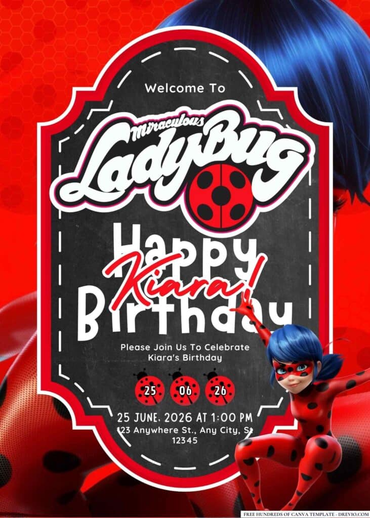FREE Editable Ladybug Birthday Invitations